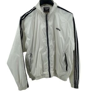 Adidas Vintage Track Jacket Windbreaker Mens XL Y2K White 3-Stripe Trefoil RARE